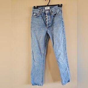 AGOLDE RILEY JEANS HIGH RISE  STRIGHT CROP BUTTON FLY A056D-1206 CUT 58291 SZ 24